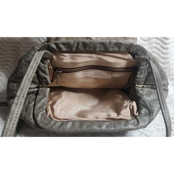 RARE Vintage 80's HALA Genuine Leather Gray CLUTCH Crossbody Purse HandBag EuC - Picture 4 of 7